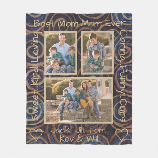 Fleece Blanket "Gold Blue Swirl" Photo Blanket Deken (Voorkant)