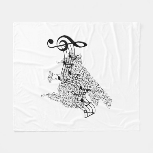 Fleece Blanket - Grand Piano en Personeel (Voorkant (Horizontaal))