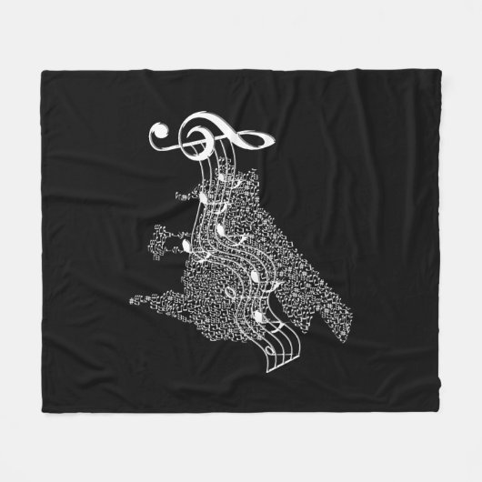 Fleece Blanket - Grand Piano en Personeel Deken (Voorkant (Horizontaal))