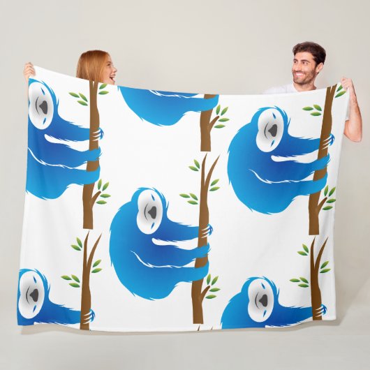 Fleece Blanket Happy Blue Sloth Climate Deken (In situ)