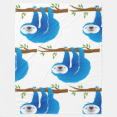 Fleece Blanket Happy Blue Sloth Climate Deken (Voorkant)
