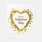 Fleece Blanket Happy Valentine Day Gold Heart (Voorkant)
