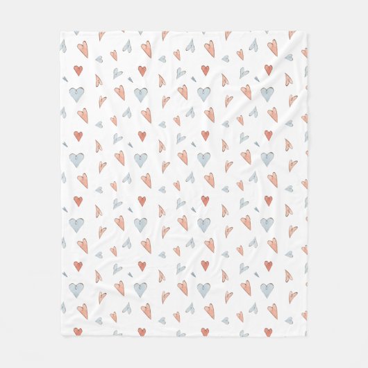 Fleece Blanket - Hearts Pattern Deken (Voorkant)
