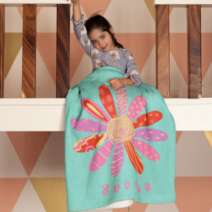 Fleece Blanket in pastakleur met naam voor kindere Deken