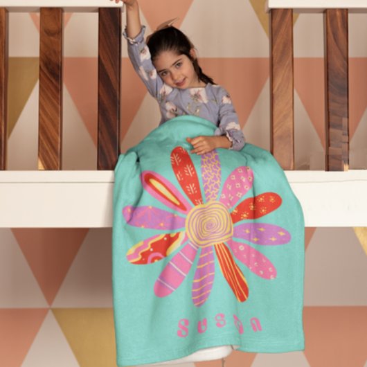 Fleece Blanket in pastakleur met naam voor kindere Deken