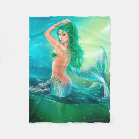 Fleece Blanket, mermaïde fantasie op oceaan (Voorkant)