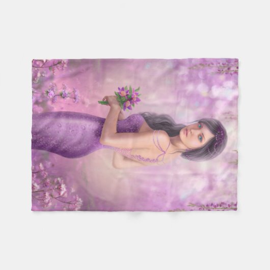 Fleece Blanket, mooie lente Fantasy fairy (Voorkant (Horizontaal))