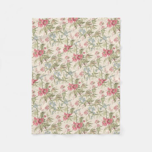 Fleece Blanket  Pink and Blue Floral (Voorkant)
