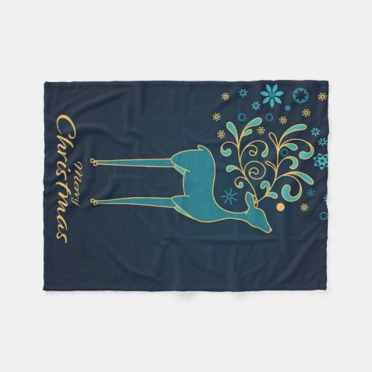 Fleece Blanket | rendieren | Vrolijk kerstfeest (Voorkant (Horizontaal))