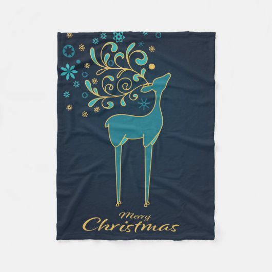 Fleece Blanket | rendieren | Vrolijk kerstfeest (Voorkant)