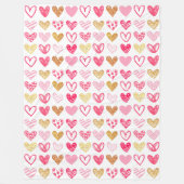 Fleece Blanket - Roze en goudharten (Voorkant)