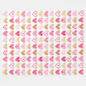 Fleece Blanket - Roze en goudharten (Voorkant (Horizontaal))