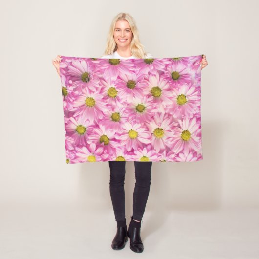 Fleece Blanket - Roze Gerbera Daisies Deken (In situ)