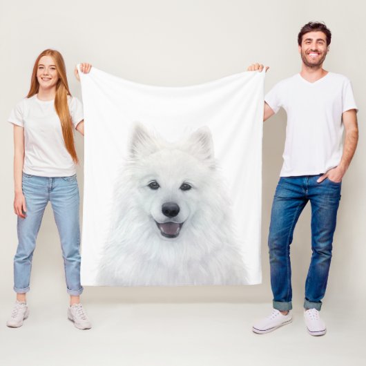 Fleece Blanket, Samoyed Dog by miart Deken (In situ)