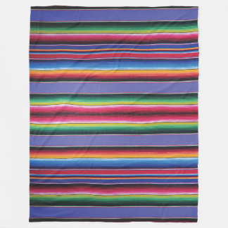 Fleece Blanket Serape Stripe Print Bright Blue Deken