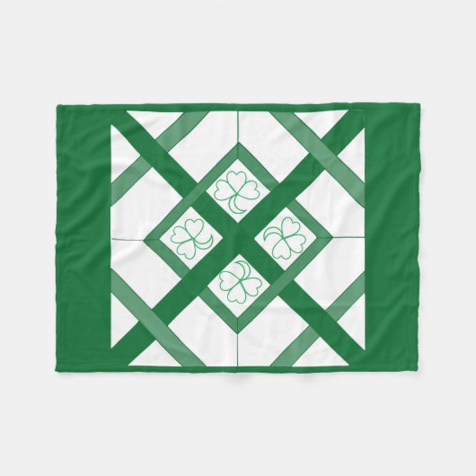 Fleece Blanket - Shamrocks op Squares (Voorkant (Horizontaal))