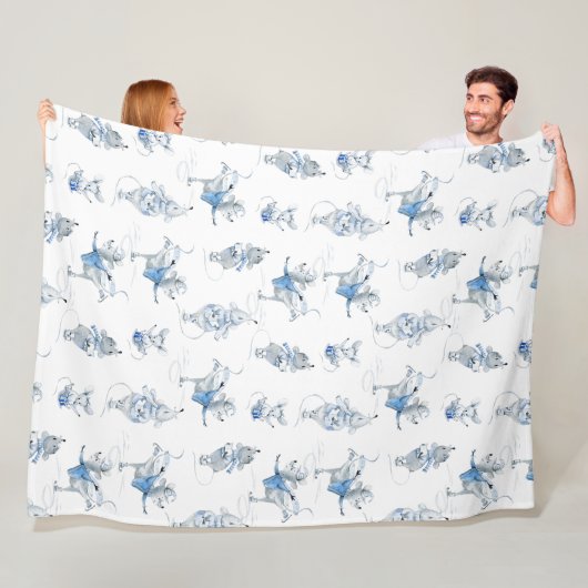 Fleece Blanket - Snow Mice Pattern (In situ)