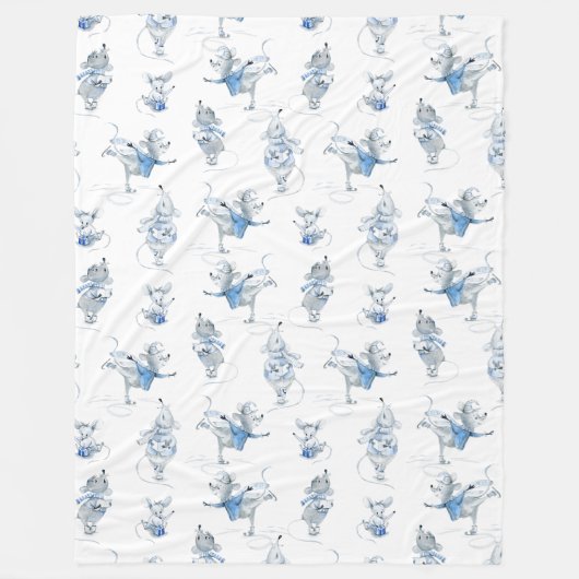 Fleece Blanket - Snow Mice Pattern (Voorkant)
