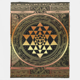 Fleece Blanket Sri Yantra yoga zwarte goudspiraal