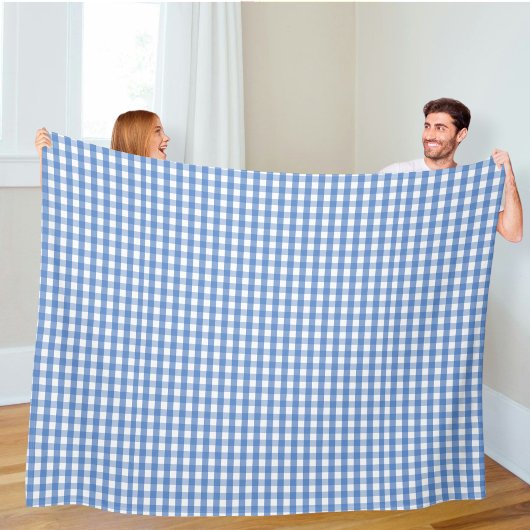 Fleece blanket with blue checks deken