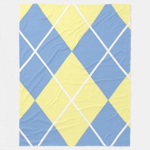 Fleece Blanket/Yellow, blauw en wit diamant Deken