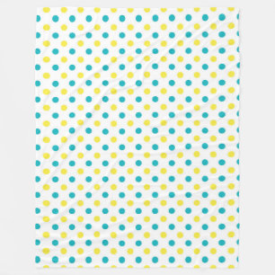 Fleece Blanket/Yellow en Blue Polka Dots
