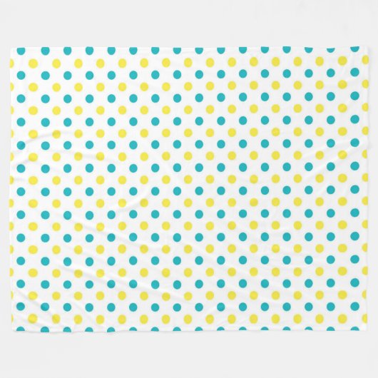 Fleece Blanket/Yellow en Blue Polka Dots (Voorkant (Horizontaal))