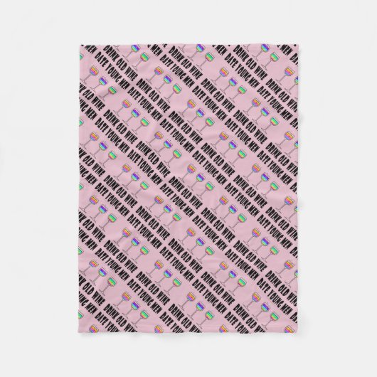 FLEECE-BLANKETS - DRINK OUDE WIJN, DATUM JONGE MAN FLEECE DEKEN (Voorkant)