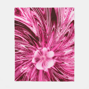 Fleece Deken Abstracte Lijnen Paarse Bloem