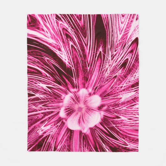 Fleece Deken Abstracte Lijnen Paarse Bloem (Voorkant)