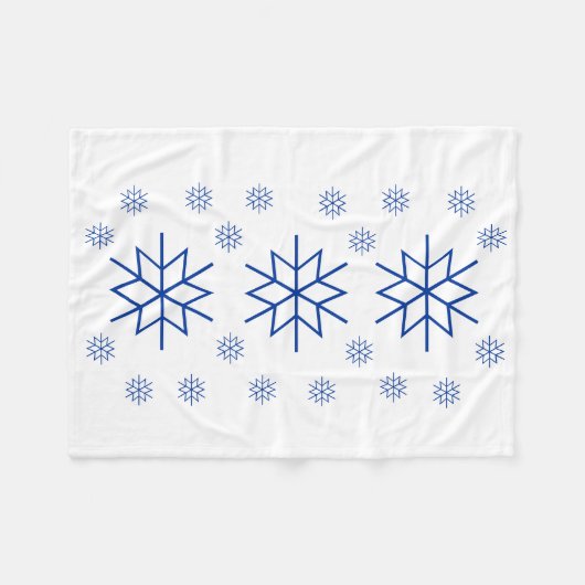 Fleece deken - Blauwe Sneeuwvlok (Voorkant (Horizontaal))