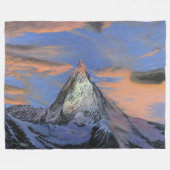 Fleece deken - "De Matterhorn bij zonsondergang" (Voorkant (Horizontaal))