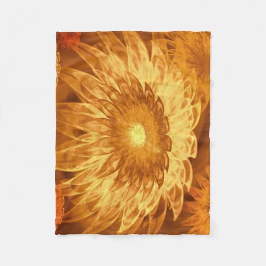 Fleece Deken Fantasy Bloemen Geel (Voorkant)