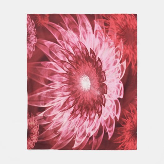Fleece Deken Fantasy Bloemen Rood (Voorkant)