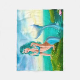 Fleece Deken, Fantasy mooie zeemeermin in zee Deken
