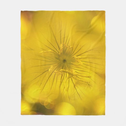 Fleece Deken Geel Bokeh Bloem (Voorkant)