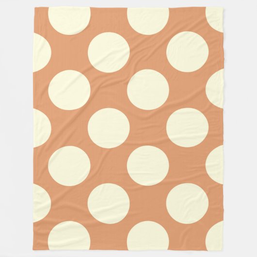 Fleece deken grote cirkels stippen bruin crème (Voorkant)