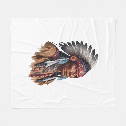 Fleece Deken - Indianen (Voorkant (Horizontaal))