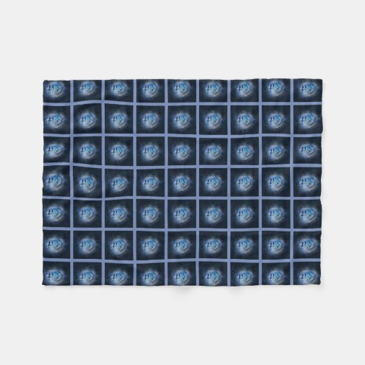 Fleece Deken met blauwe leeuw (Voorkant (Horizontaal))