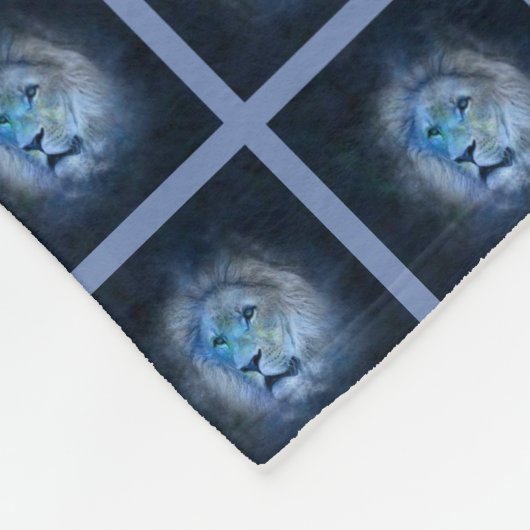 Fleece Deken met blauwe leeuw (Hoek)
