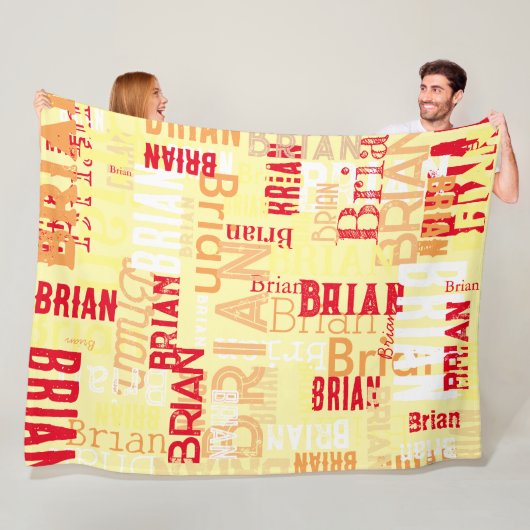 Fleece Deken met een patroon van naam. (In situ)