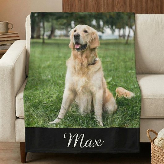 Fleece deken met foto van hond