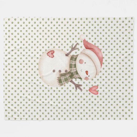 Fleece Deken met Schattigee Sneeuwman (Voorkant (Horizontaal))