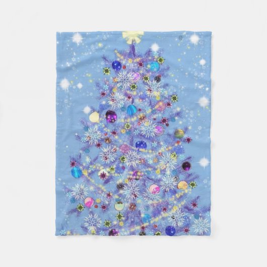 Fleece deken met versierde kerstboom (Voorkant)