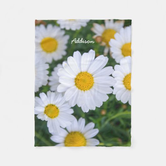 Fleece deken met witte daisy foto (Voorkant)