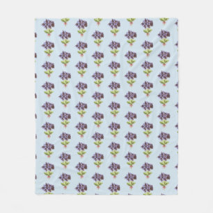Fleece deken Paarse viooltjes Patroon Bleekblauw