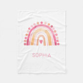 Fleece deken Rainbow, roze boho waterverf (Voorkant)