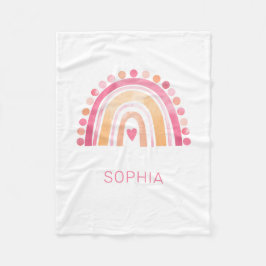 Fleece deken Regenboog, roze boho waterverf