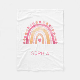 Fleece deken Regenboog, roze boho waterverf
