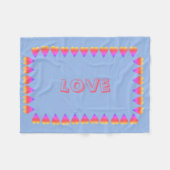 Fleece deken - rijen regenboogkleurige harten (Voorkant (Horizontaal))